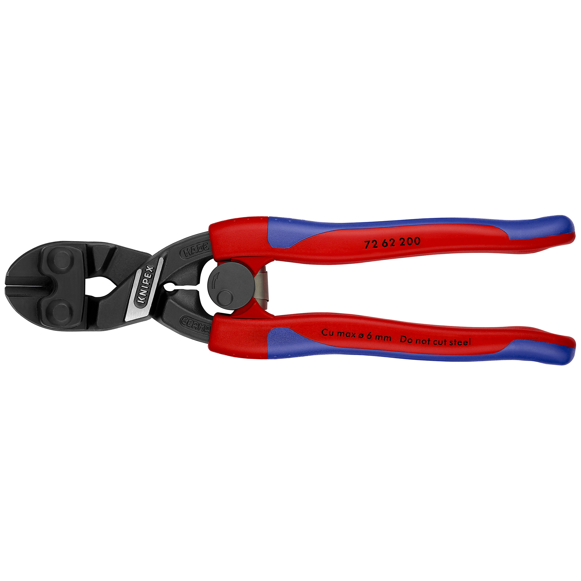 KNIPEX High Leverage Flush Cutter - 8in., Comfort Grip, Chrome Vanadium Steel, 20° Angled Head, Model# 72 62 200